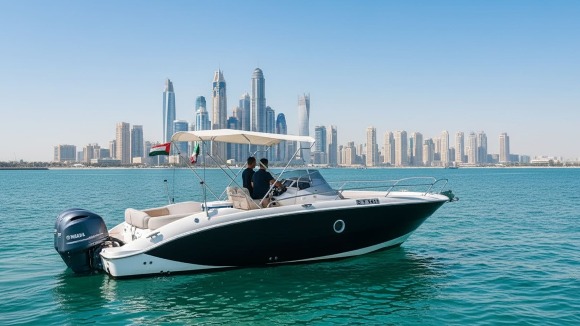 Yacht de luxe Paradise Knight 27 ft naviguant à Dubai Marina